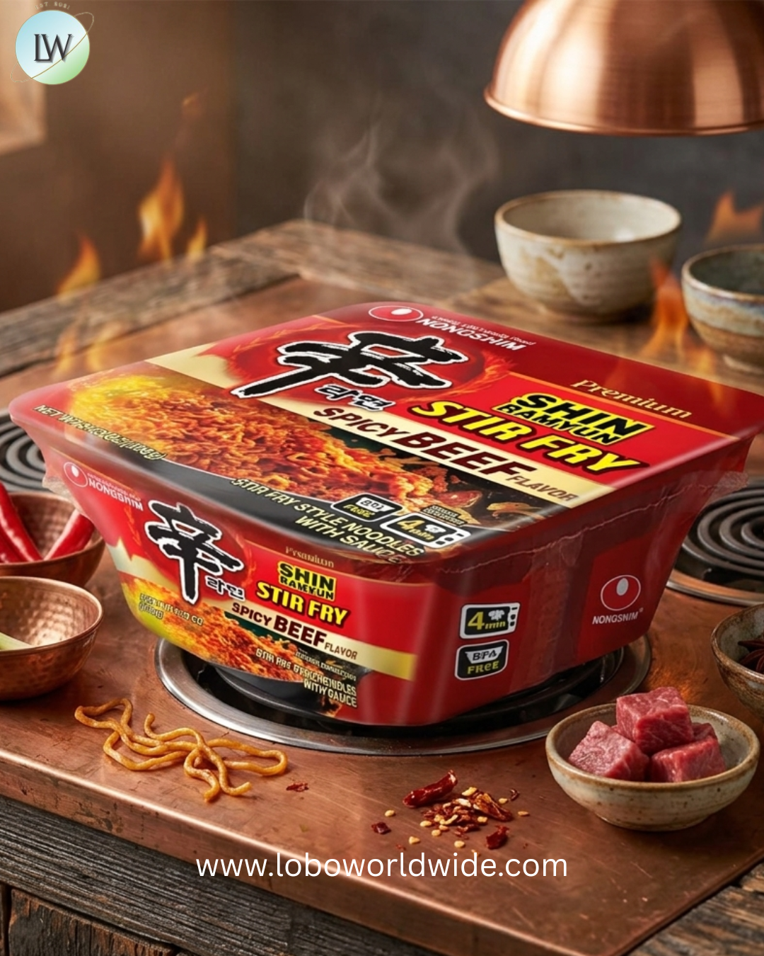 Nongshim Ramen Noodles, Gourmet Instant Ramen Bowl, Premium Microwavable Noodle, Stir-Fry Square, 3.73 Ounce (Pack of 6)