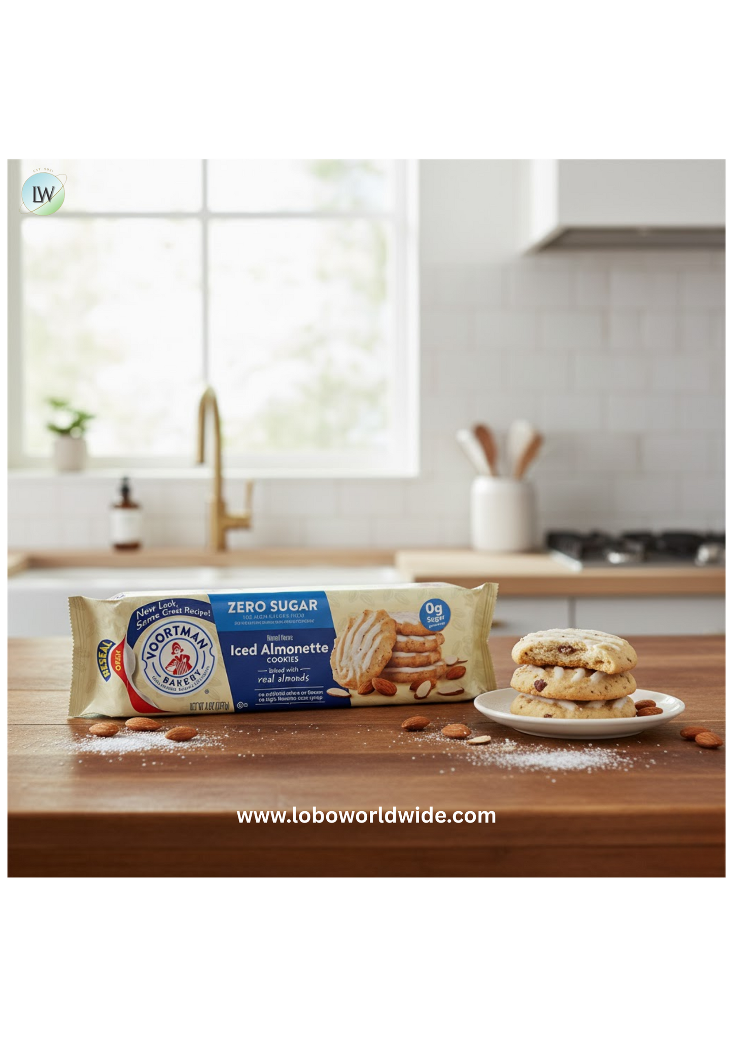 VOORTMAN Bakery Zero Sugar Iced Almonette Cookies 8 oz(pack of 12)