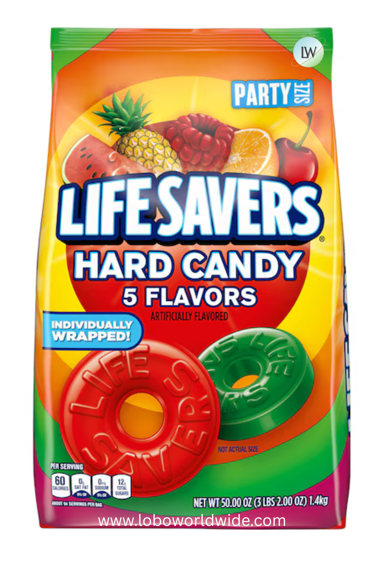 Lifesavers Hard Candy Five Flavor Stand Up Pouch 50 oz. (Pack of 6)