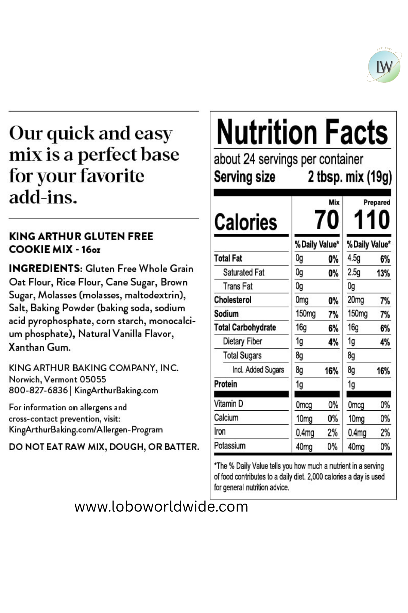 King Arthur, Gluten-Free Cookie Mix, 16 oz.