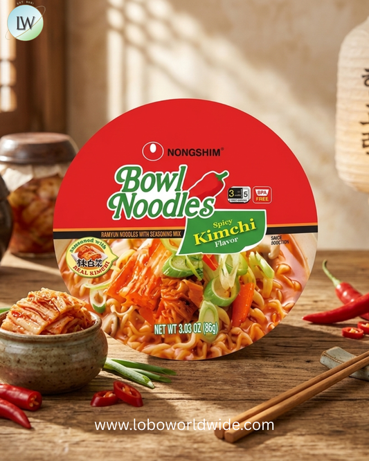 Nongshim Spicy Kimchi Flavor Bowl Noodle Soup, 3.03 Ounce -- 12 per case