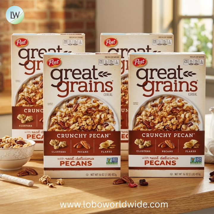 Great Grains Crunchy Pecans Breakfast Cereal for Adults, Crispy Flakes and Granola Clusters, Non-GMO, Heart Healthy, Made with Whole Grain