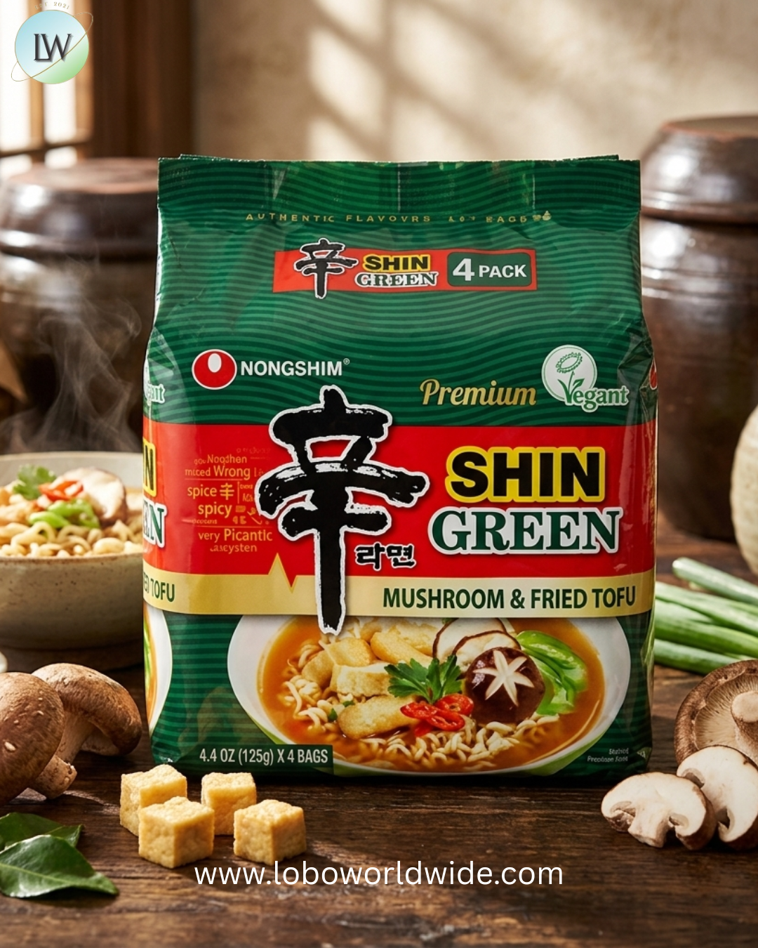 Nongshim Shin Green Ramyun Noodles, 17.6 Ounce -- 4 per case