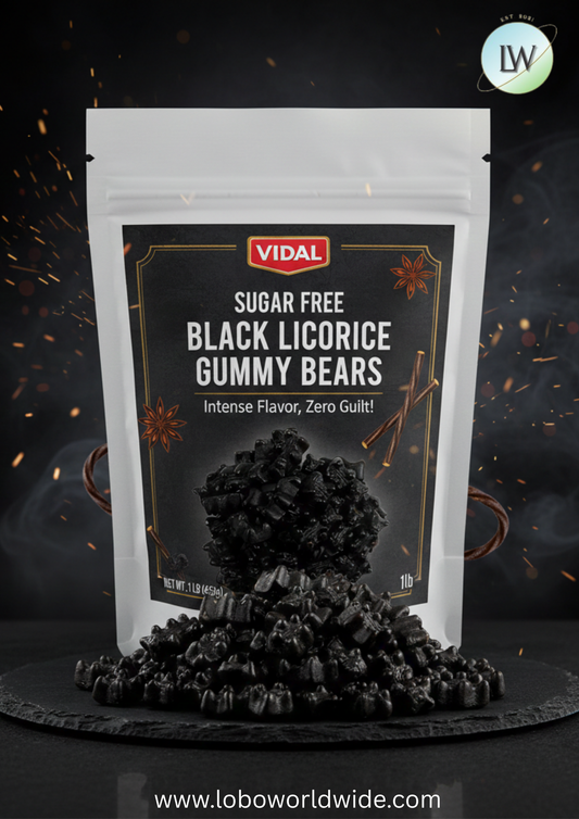 Sugar Free Black Licorice Gummy Bears(Various Sizes)
