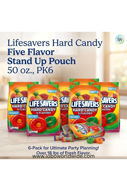 Lifesavers Hard Candy Five Flavor Stand Up Pouch 50 oz. (Pack of 6)