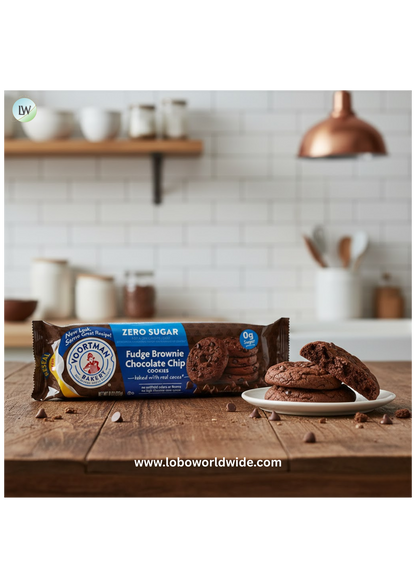 (3 pack) VOORTMAN Bakery Zero Sugar Fudge Brownie Chocolate Chip Cookies 8 oz (Pack of 3)