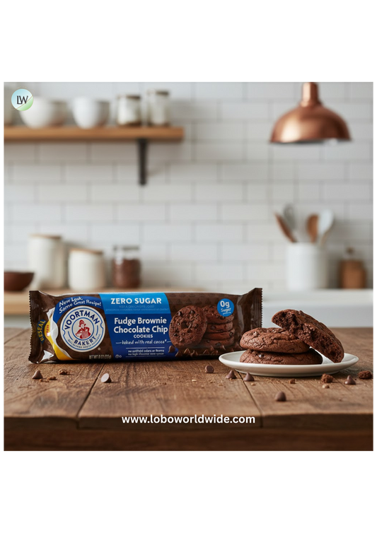 (3 pack) VOORTMAN Bakery Zero Sugar Fudge Brownie Chocolate Chip Cookies 8 oz (Pack of 3)
