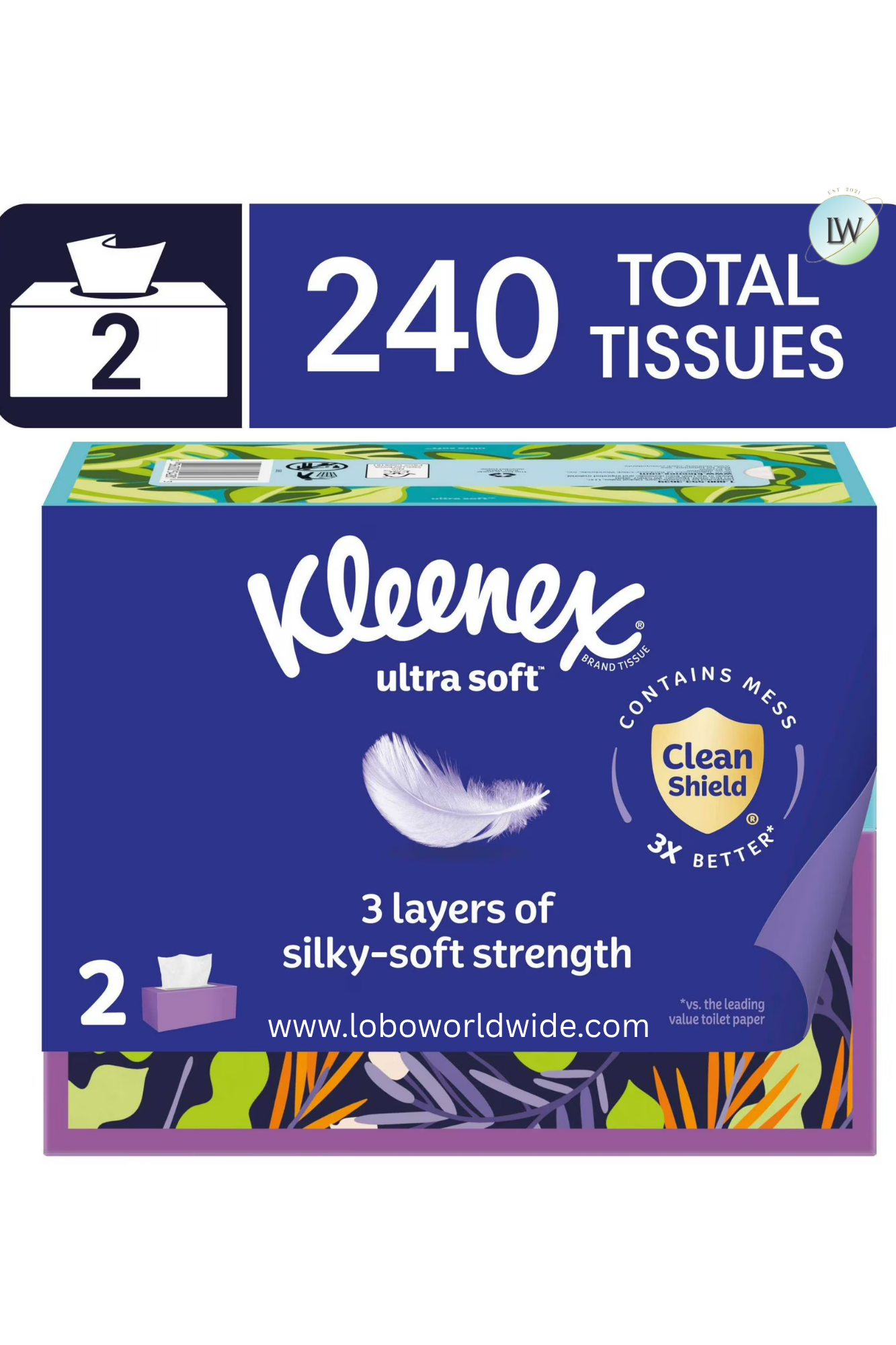 Kleenex Ultra Soft Facial Tissues, 120 Tissues per Box, 3-Ply