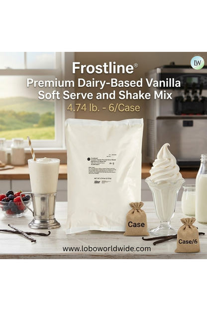 Frostline Premium Vanilla Dairy Based Soft Serve and Shake Mix, 4.74 Pound (Pack of 6)
