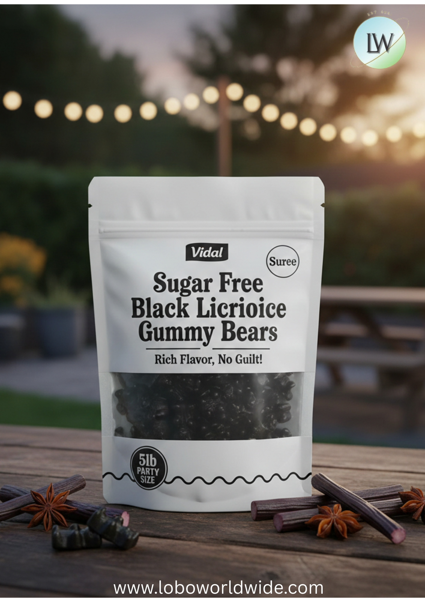 Sugar Free Black Licorice Gummy Bears(Various Sizes)