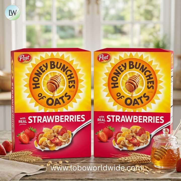 Honey Bunches of Oats Strawberry, Heart Healthy, Low Fat, made with Whole Grain Cereal.