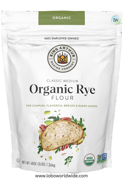 King Arthur, Organic Medium Rye Flour, 3 lb.