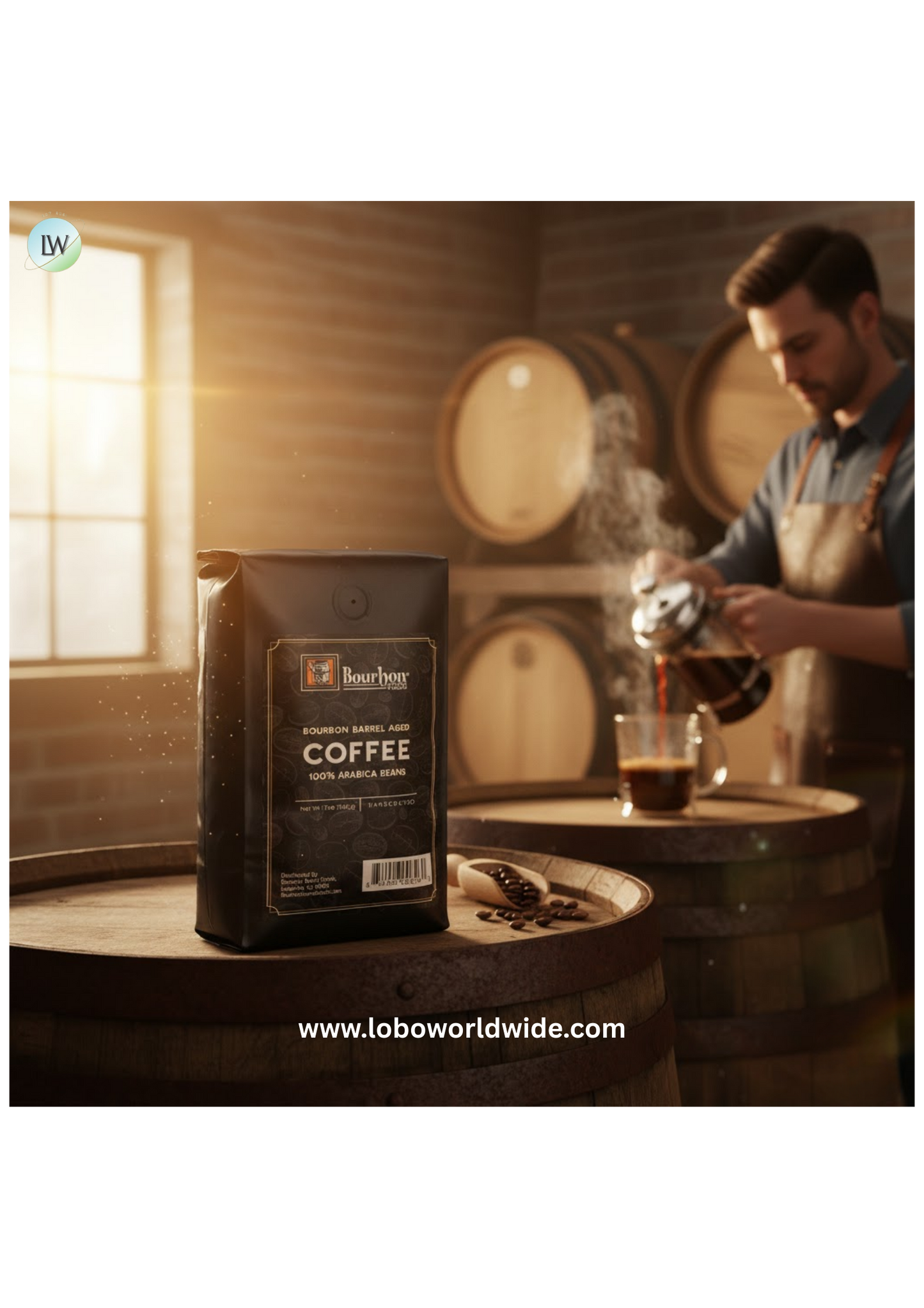 Bourbon Barrel Foods Bourbon Barrel Aged Whole Bean Coffee 12 oz.