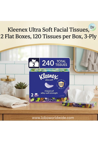 Kleenex Ultra Soft Facial Tissues, 120 Tissues per Box, 3-Ply