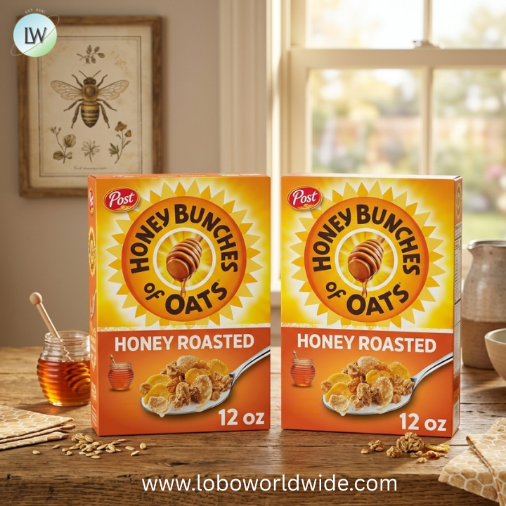 Honey Bunches of Oats Honey Roasted Breakfast Cereal with Oats and Granola Clusters, Low Fat made with Whole Grain Cereal.