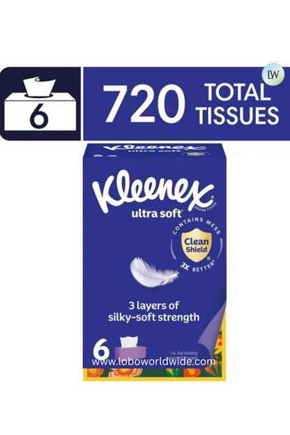 Kleenex Ultra Soft Facial Tissues, 120 Tissues per Box, 3-Ply
