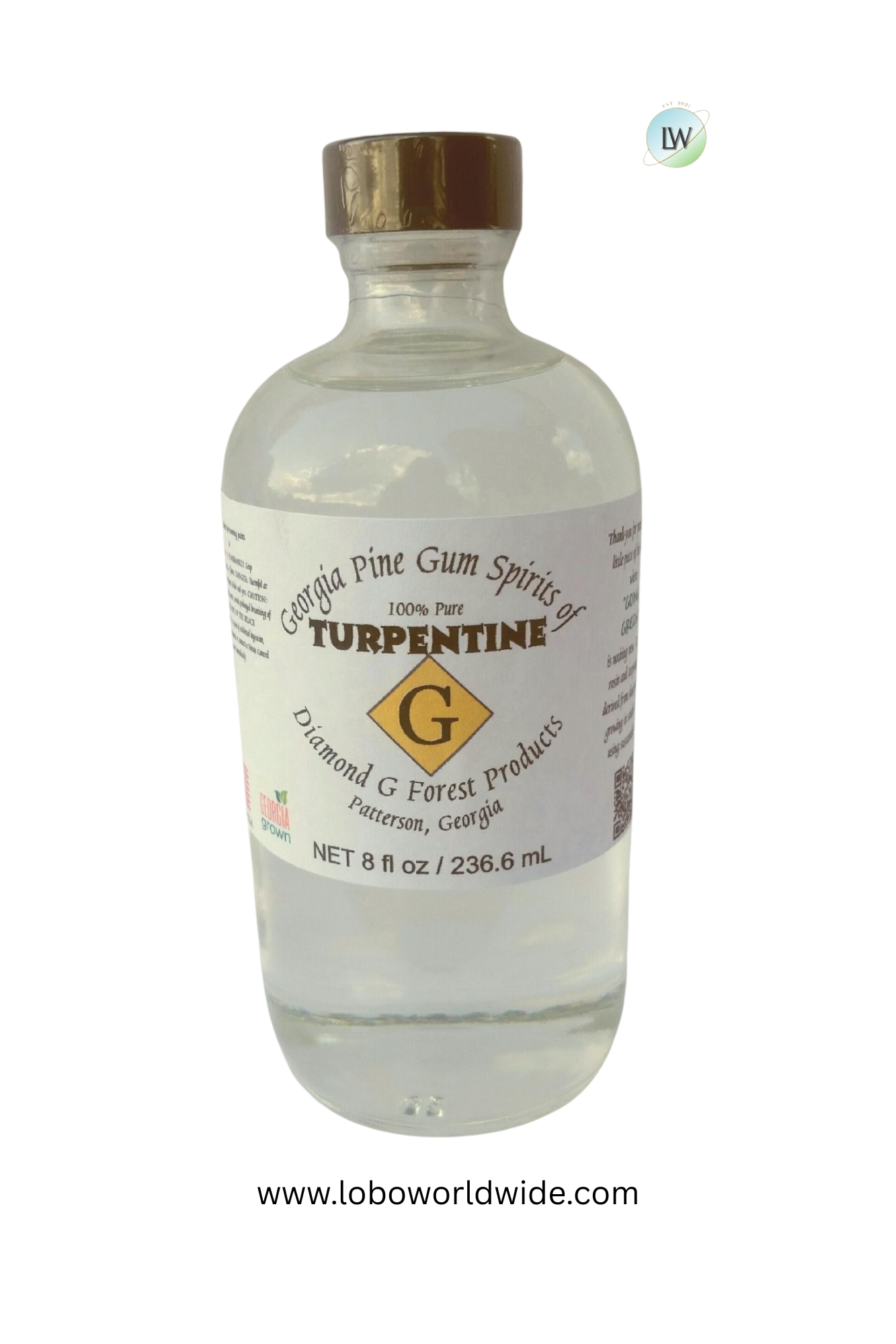 100% Pure Gum Spirits of Turpentine from Diamond G Forest (Various Sizes)