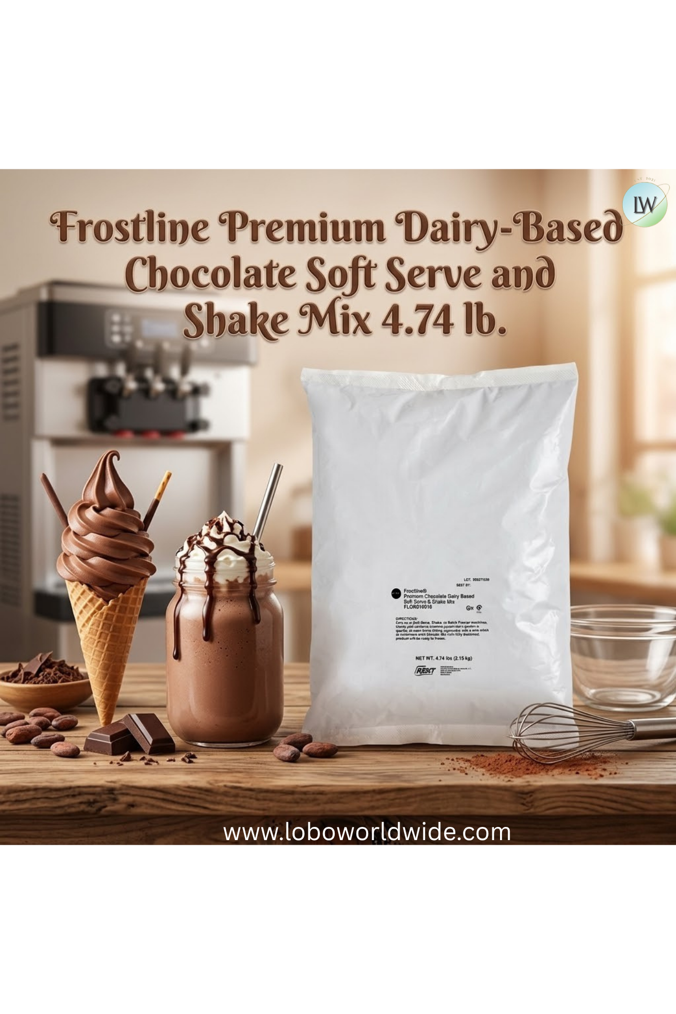 Frostline Premium Dairy-Based Chocolate Soft Serve and Shake Mix 4.74 lb