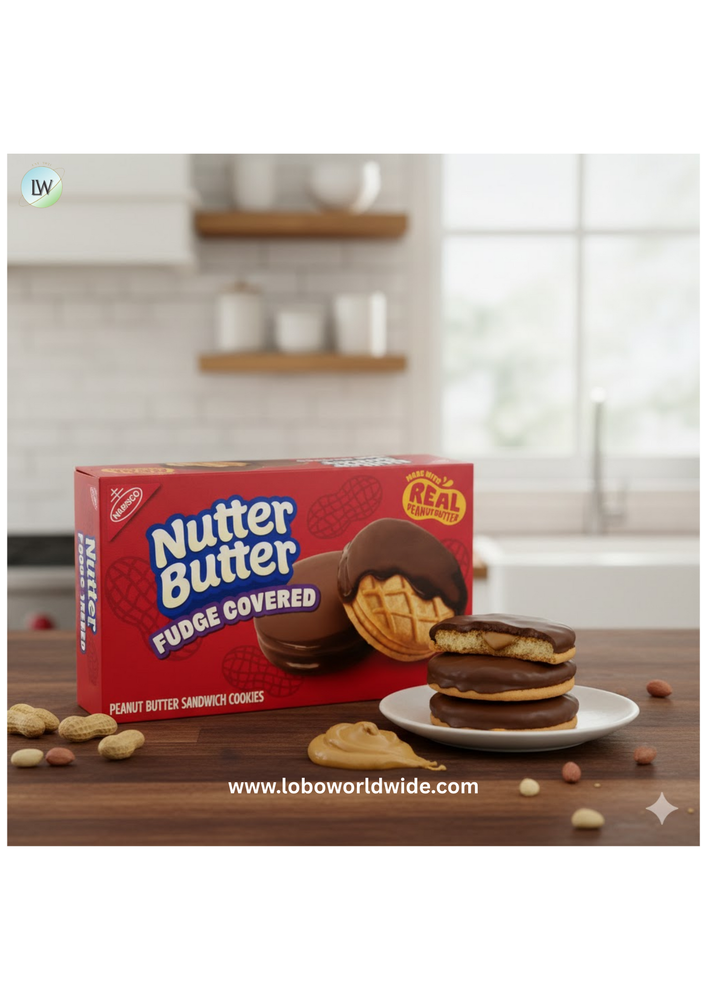 NUTTER BUTTER Fudge Covered Peanut Butter Sandwich Cookies, 7.9 oz