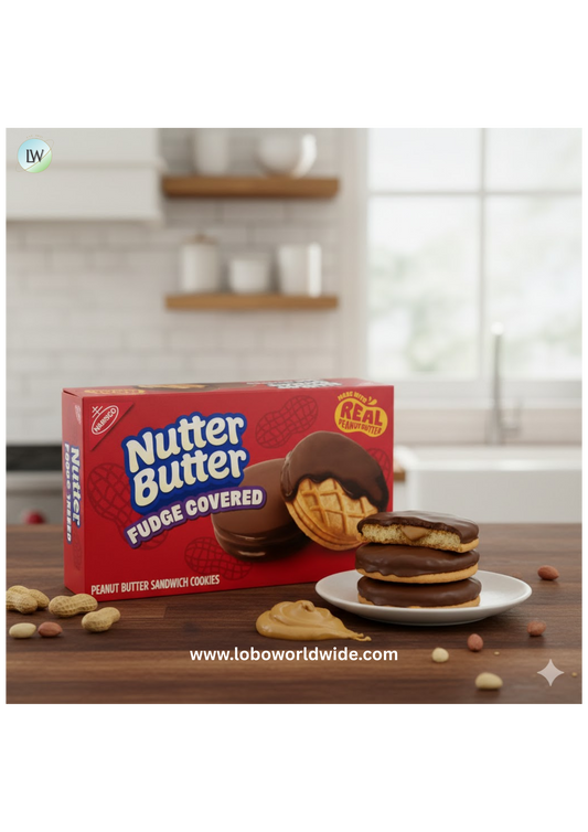 NUTTER BUTTER Fudge Covered Peanut Butter Sandwich Cookies, 7.9 oz