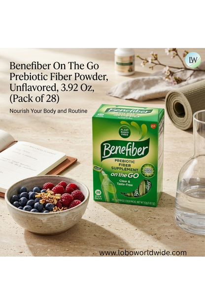 Benefiber On The Go Prebiotic Fiber Powder, Unflavored, 3.92 Oz, (Pack of 28)
