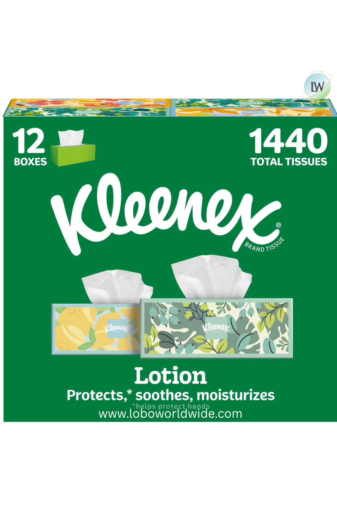 Kleenex Lotion Facial Tissues 12 boxes, 120 tissues/box