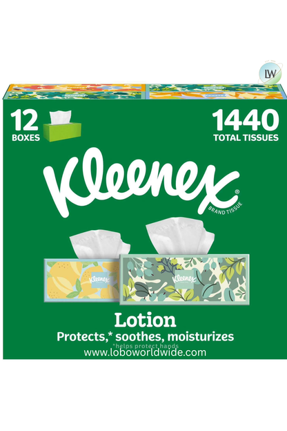 Kleenex Lotion Facial Tissues 12 boxes, 120 tissues/box