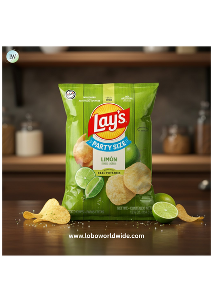 Lay's Limon Flavored Potato Chips, Party Size, 12.5 Ounce Bag