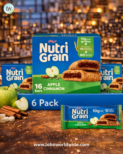 Kellogg's Nutri-Grain Apple Cinnamon Chewy Breakfast Bars, Made with 10g Whole Grains, 20.8 oz, 16 Count