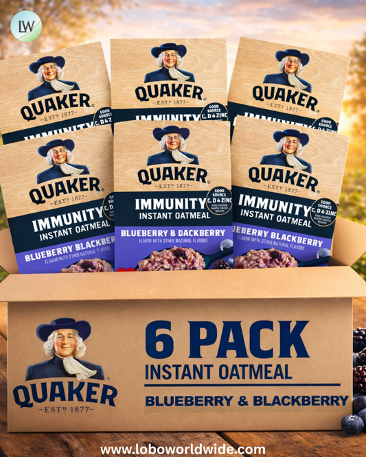 (6 pack) Quaker Immunity Instant Oatmeal, Blueberry Blackberry, Good Source of Vitamins C, D, & Zinc, Whole Grains. 1.41 oz packets, (6 Pack)