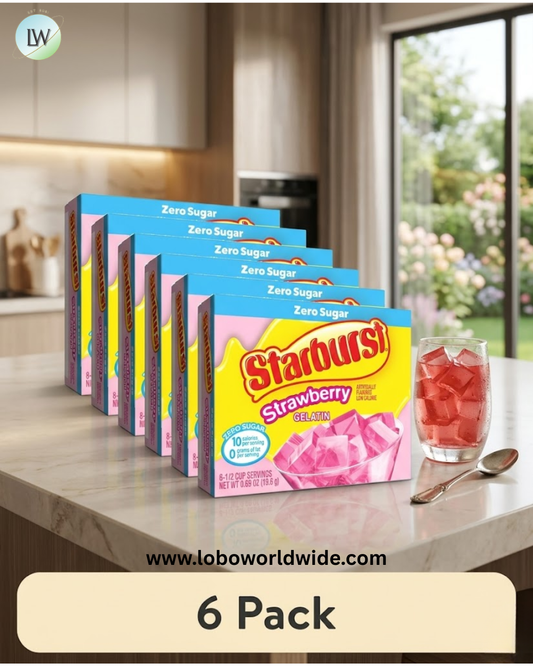 (6 pack) Starburst Sugar-Free Gelatin Mix, 8 Servings, 0.69 oz Cardboard Box