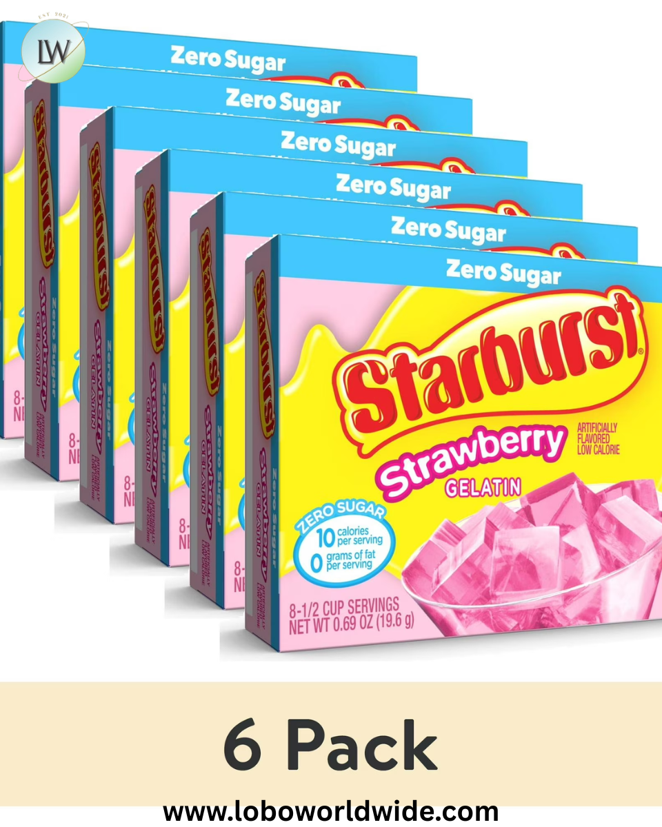 (6 pack) Starburst Sugar-Free Gelatin Mix, 8 Servings, 0.69 oz Cardboard Box