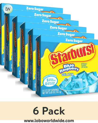 (6 pack) Starburst Sugar-Free Gelatin Mix, 8 Servings, 0.69 oz Cardboard Box