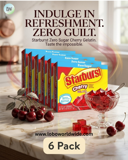 (6 pack) Starburst Sugar-Free Gelatin Mix, 8 Servings, 0.69 oz Cardboard Box