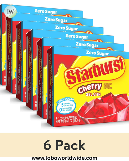 (6 pack) Starburst Sugar-Free Gelatin Mix, 8 Servings, 0.69 oz Cardboard Box