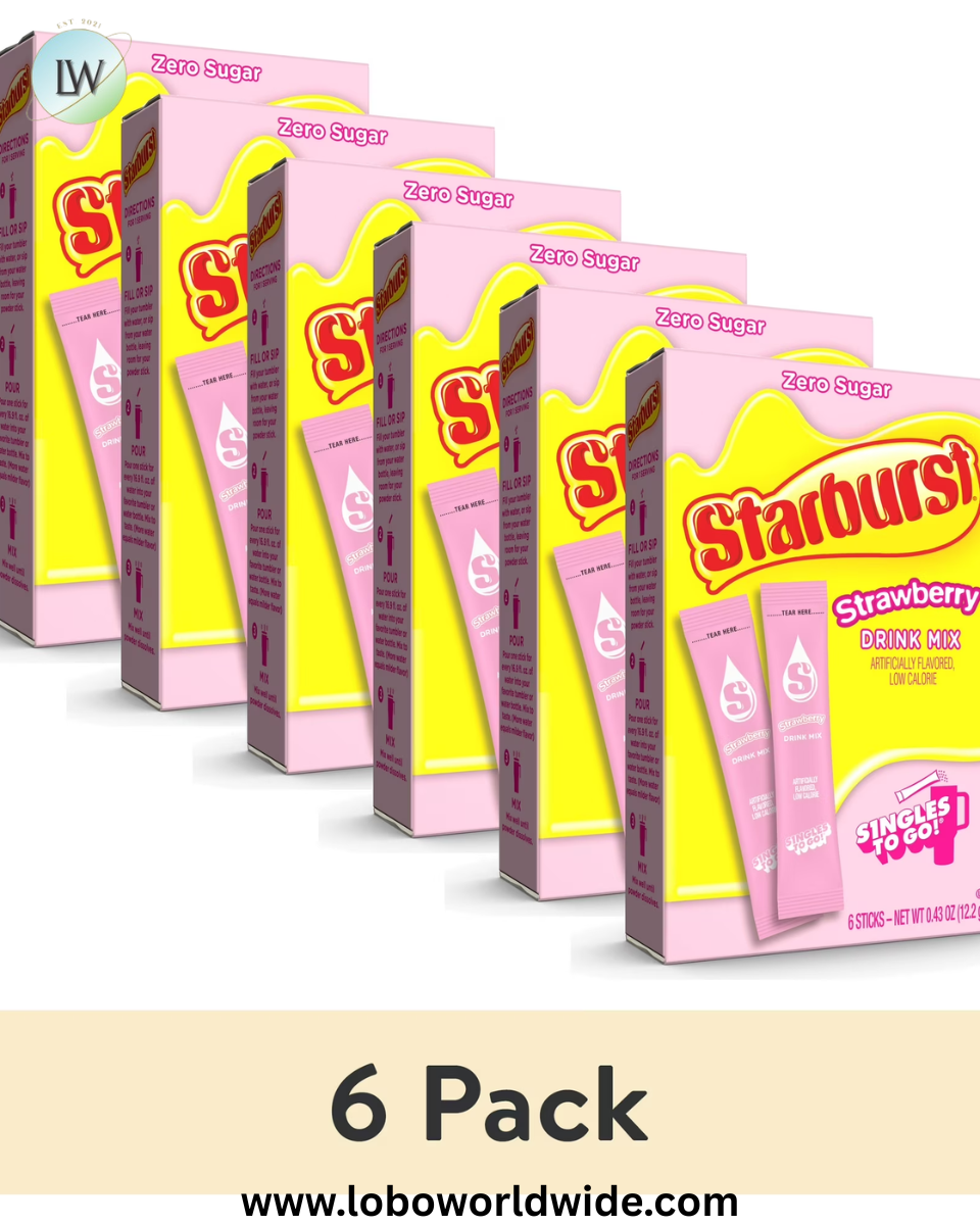 Starburst Zero Sugar Singles-to-Go Powdered Drink Mix, 6 Count Packets