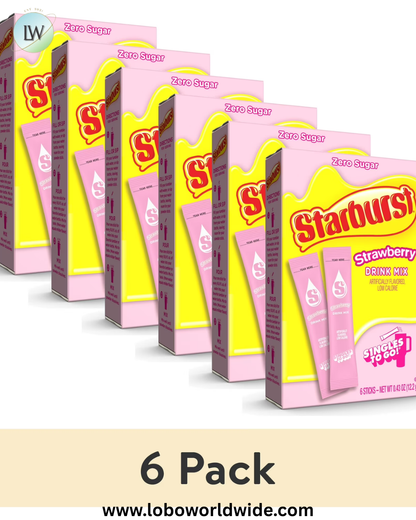 Starburst Zero Sugar Singles-to-Go Powdered Drink Mix, 6 Count Packets