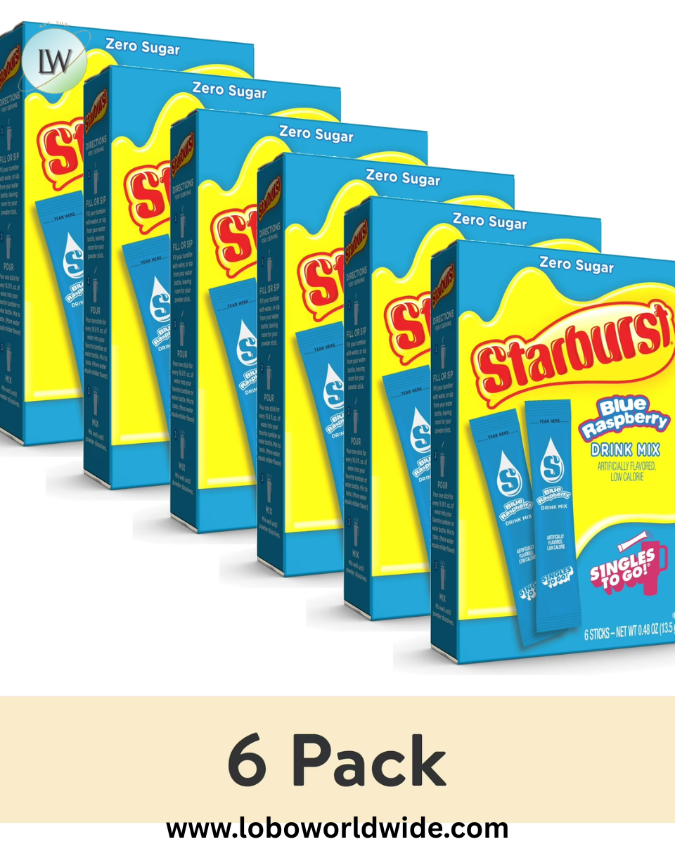 Starburst Zero Sugar Singles-to-Go Powdered Drink Mix, 6 Count Packets