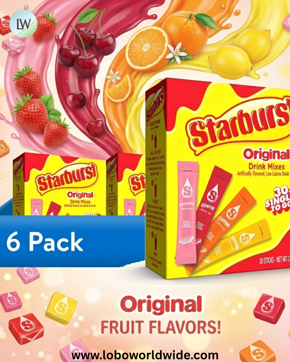 Starburst Zero Sugar Variety pack Singles To Go Powdered Drink Mix, Original, 30 Count Packets