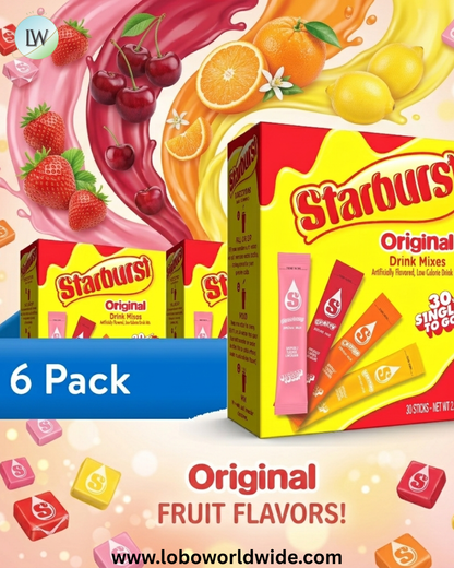 Starburst Zero Sugar Variety pack Singles To Go Powdered Drink Mix, Original, 30 Count Packets