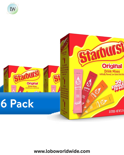 Starburst Zero Sugar Variety pack Singles To Go Powdered Drink Mix, Original, 30 Count Packets