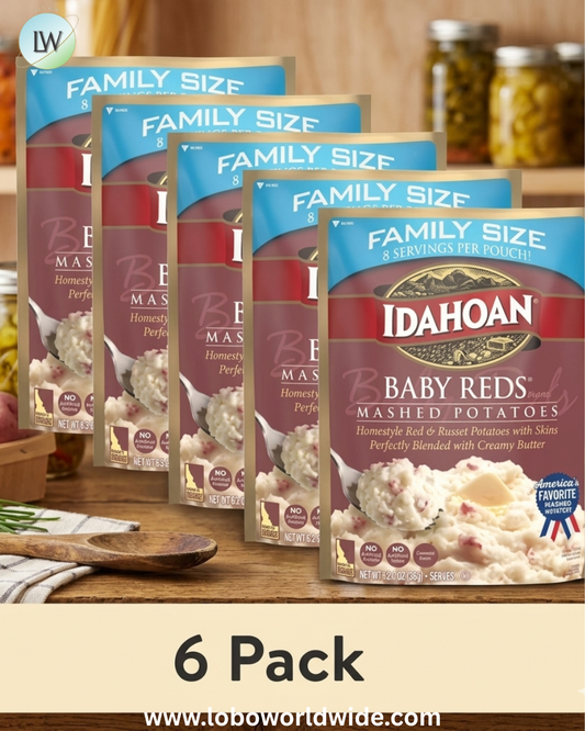 (6 pack) Idahoan Baby Reds Mashed Potatoes Family Size Side Dish, 8.2 oz