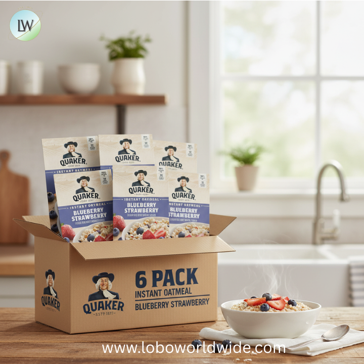 (6 pack) Quaker Instant Oatmeal, Blueberry & Strawberry, 1.37 oz Box, 6 Packets