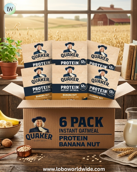 (6 pack) Quaker Protein Instant Oatmeal, Banana Nut, 12g Protein per Serving, Whole Grains, No Artificial Flavors, 2.15 oz Packets, (6 Pack)