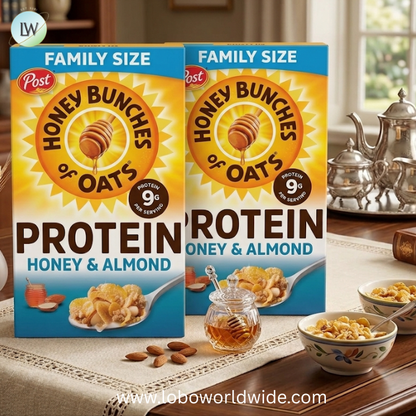 Honey Bunches of Oats Honey & Almond Protein Cereal, Breakfast or Snack, Family Size.