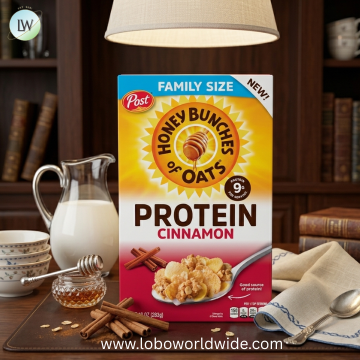 Honey Bunches of Oats Cinnamon Protein Cereal, Breakfast or Snack, Family Size.