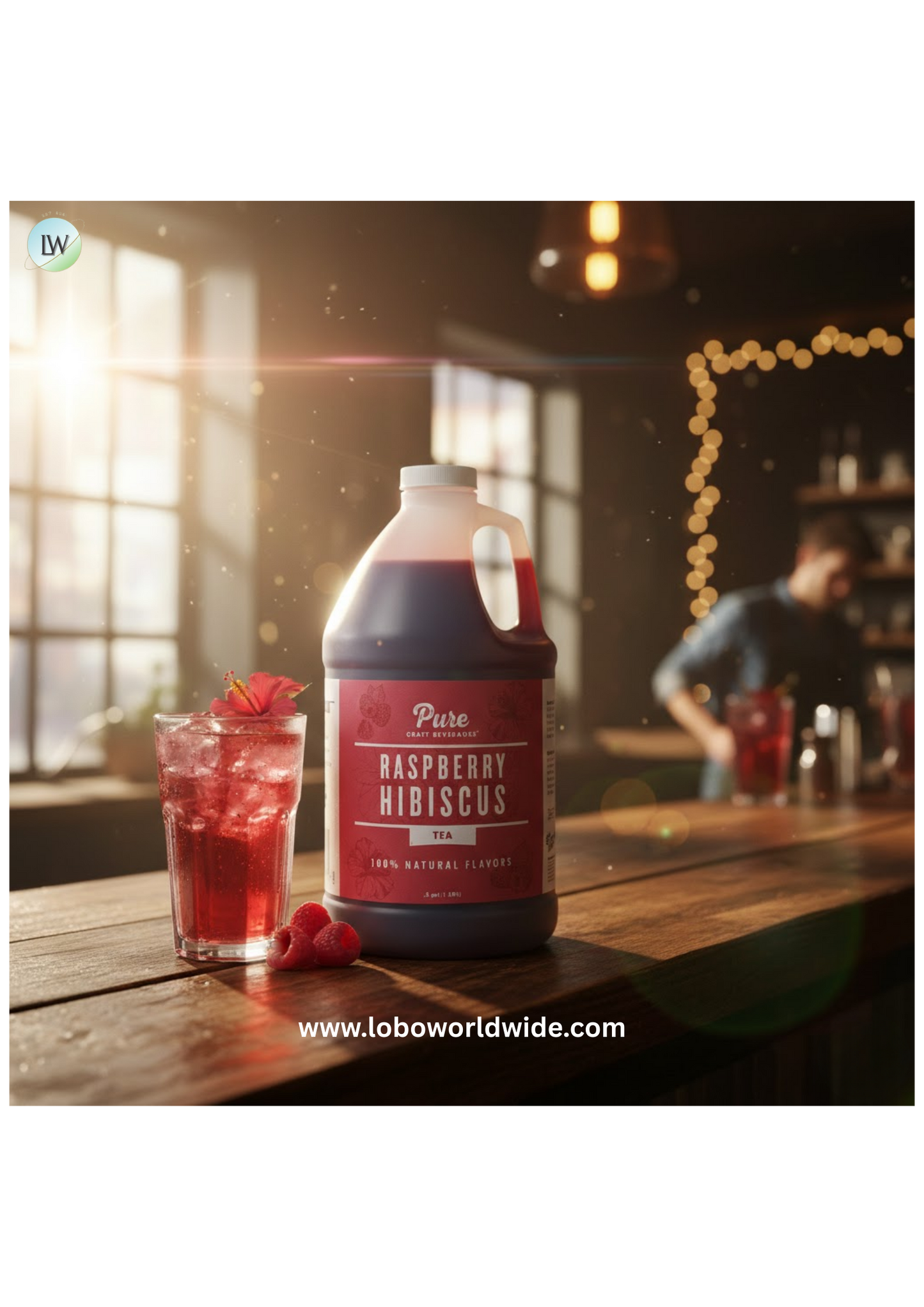 Pure Craft Beverages Raspberry Hibiscus Tea 5:1 Beverage Concentrate 1/2 Gallon