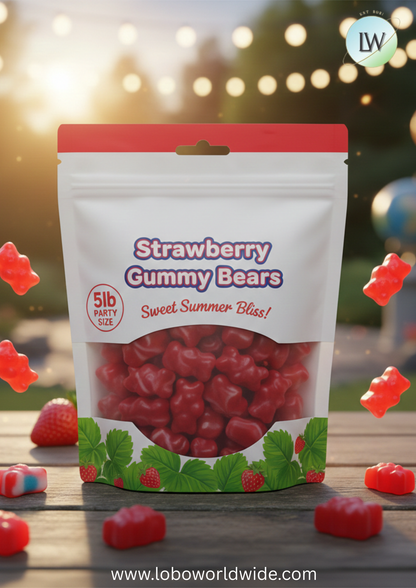 Strawberry Gummy Bears(Various Sizes)