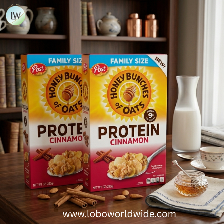 Honey Bunches of Oats Cinnamon Protein Cereal, Breakfast or Snack, Family Size.
