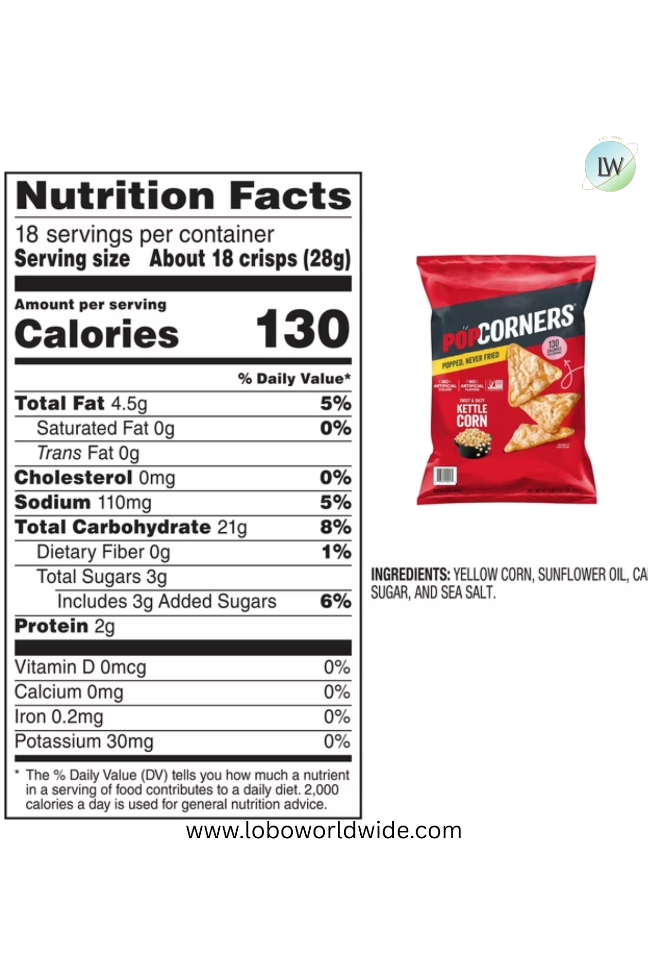 PopCorners Popped-Corn Snack, 18 oz.